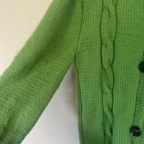 Vintage Lime Green Cable Knit Cardigan - Picture 5 of 10